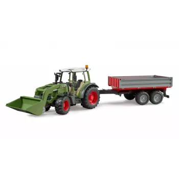 Rotaļlietu traktors BRUDER Fendt Vario 211 ar frontālo iekrāvēju un sānu piekabi