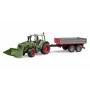 Rotaļlietu traktors BRUDER Fendt Vario 211 ar frontālo iekrāvēju un sānu piekabi