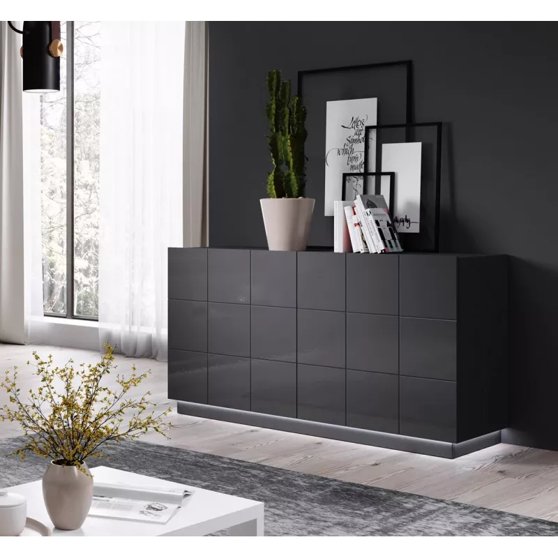 Cama Kumode 2D REJA grafīta pelēks glancēts/grafīta pelēks glancēts