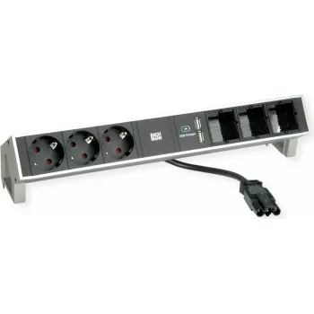 BACHMANN Desk2 3Schuko 3ABD USB Lādētājs Nerūsējošais Tērauds (902.449)