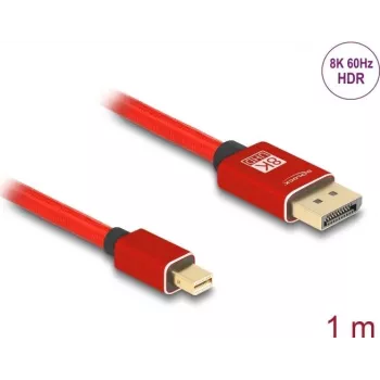 DeLOCK Mini DisplayPort–DisplayPort kabelis 8K 60 Hz 1 m sarkans metāls