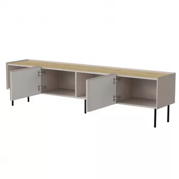 TV skapis Cama Meble FELLINI 200x40x52 cm, smilškrāsas rāmis, eļļots ozola virsma