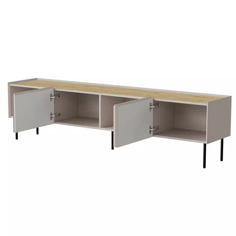 TV skapis Cama Meble FELLINI 200x40x52 cm, smilškrāsas rāmis, eļļots ozola virsma