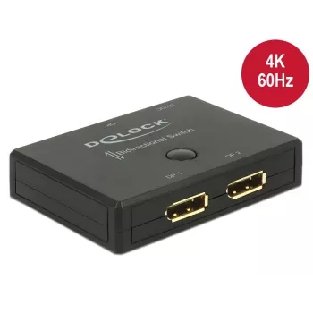 DeLOCK DisplayPort slēdzis, manuāls, divvirzienu, 4K