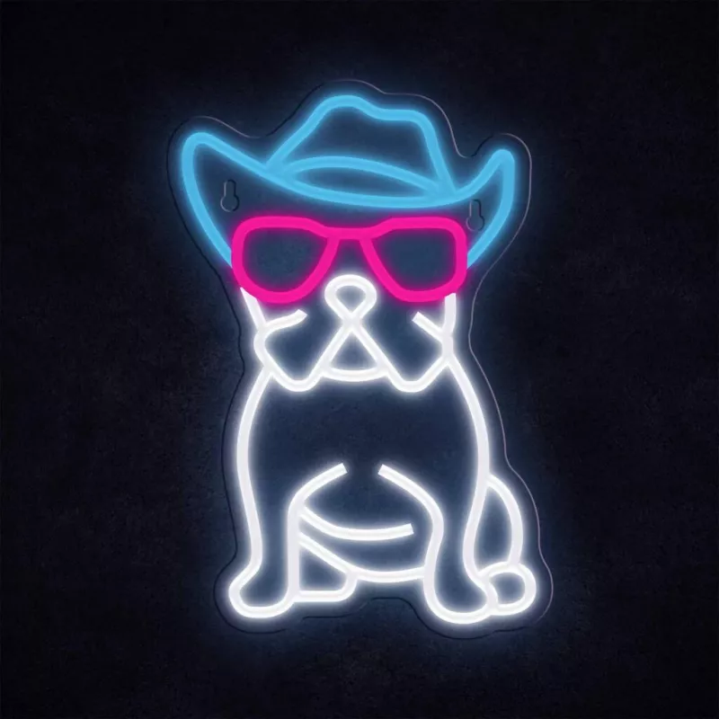 Neon Lights MANTA SNL114MT Buldogs ar brillēm neon zīme