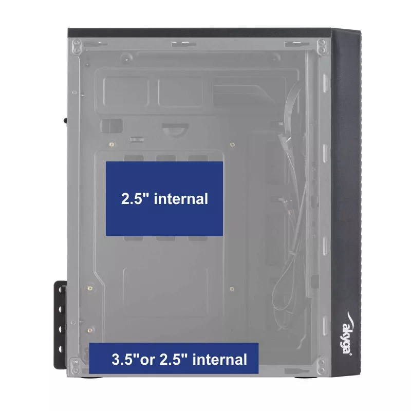 Akyga AK36BK Micro ATX datora korpuss, Micro ATX / Flex ATX / Mini ITX, USB 3.0 + USB 2.0, bez barošanas bloka, melns