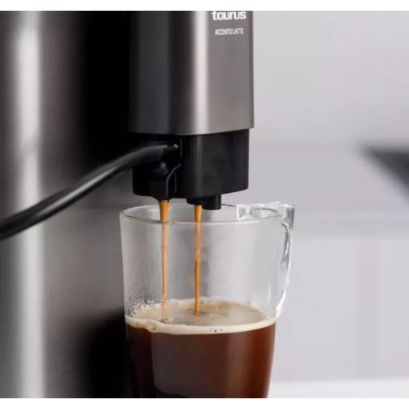 Kafijas automāts Taurus Accento Latte pilnībā automātisks, iebūvēta dzirnaviņa, 1,5 L ūdens tvertne, kafijas pupiņu ievade