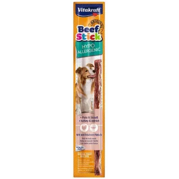 Vitakraft Beef Stick Hypoallergenic — Tītars ar strausu, 12 g, vienreizējā paciņa, pieaugušiem suņiem, bez lipekļa un sojas