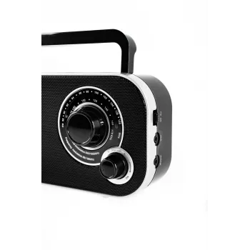 Pārnēsājamais radio Camry CR 1140b — AM/MF, pelēks, barošana no tīkla vai baterijām, kompakts 280×65×113 mm