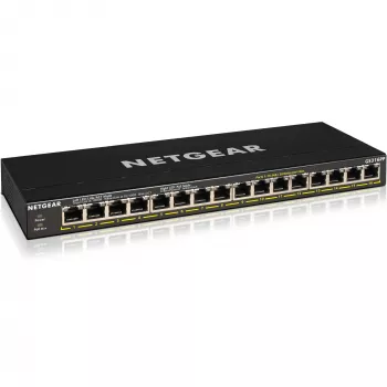 NETGEAR GS316P Nenodrošināts Gigabitu Ethernet (10/100/1000) PoE slēdzis, 16 porti, melns