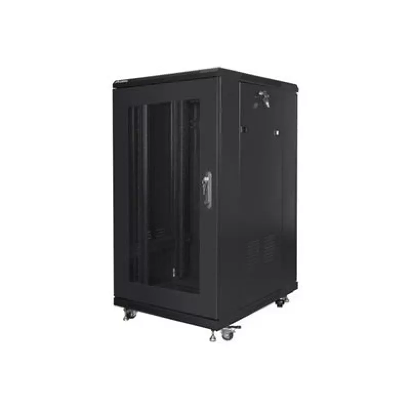 Brīvi stāvošs skapis LANBERG FF01-6822-23B 22U, 19 inch sliedes, 1159×600×800 mm, IP20, riteņi, slēdzene, melns