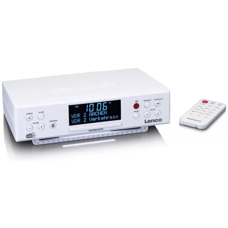 Lenco KCR-190WH virtuves radio zem skapjiem ar PLL FM, DAB+ un Bluetooth, balts