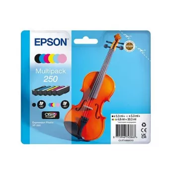 Epson 250 Violin Claria Photo HD tintes kasetne 6 gab. Oriģināls Melna, Ciāna, Gaiši ciāna, Gaiši fuksīna, Fuksīna, Balta