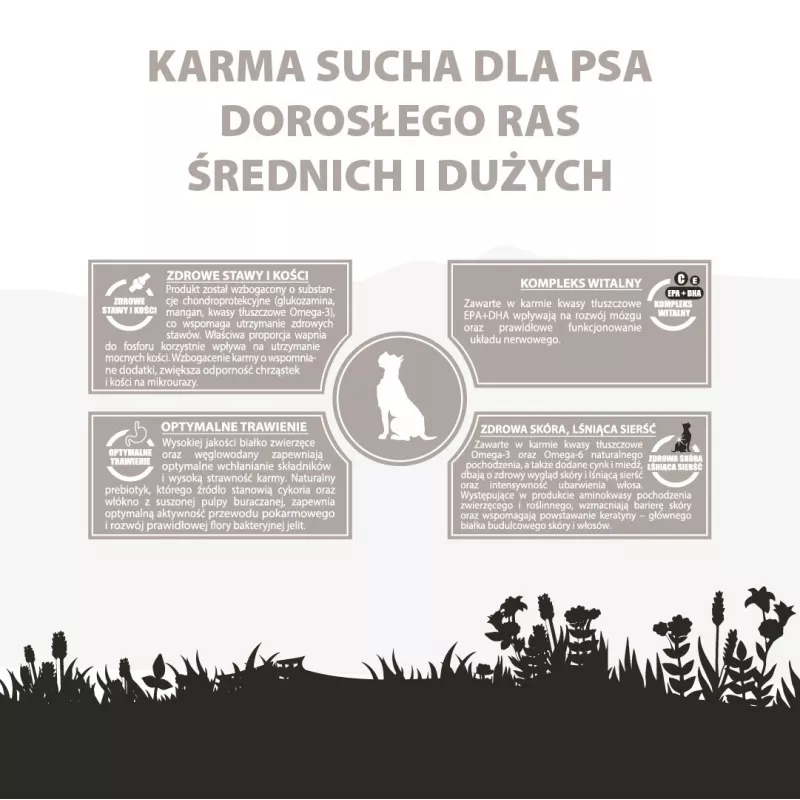 PUPIL Premium Vidējām un lielām šķirnēm Bagāts ar jēru un rīsiem - sausa suņu barība - 12kg
