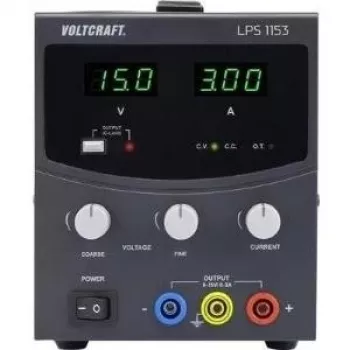 VOLTCRAFT Laboratorijas barošanas bloks, regulējams LPS1153 0 - 15 V/DC 0 - 3 A 45 W 1 izeja (LPS1153)