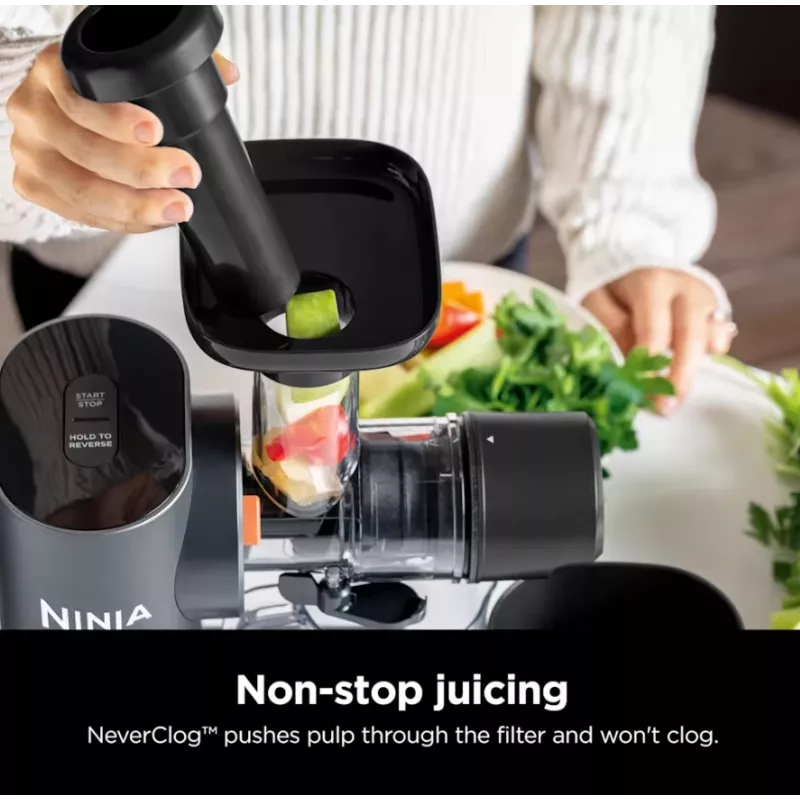 NINJA Cold Press sulu spiede | Neverclog JC151EU | Aukstās preses tips | Pelēka | 150 W | 1 ātrums