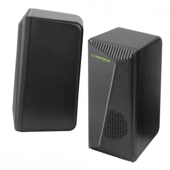Skaļruņi Boxe Stereo 2.0, 6W, Jack 3.5mm, USB, Esperanza Rainbow Nortec 95855, RGB apgaismojums, Melni
