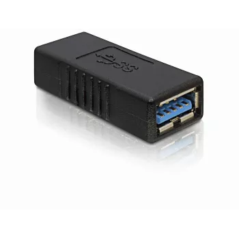DELOCK USB 3.0-A adapteris USB-A uz USB-A melns, USB 3.0 datu pārraide