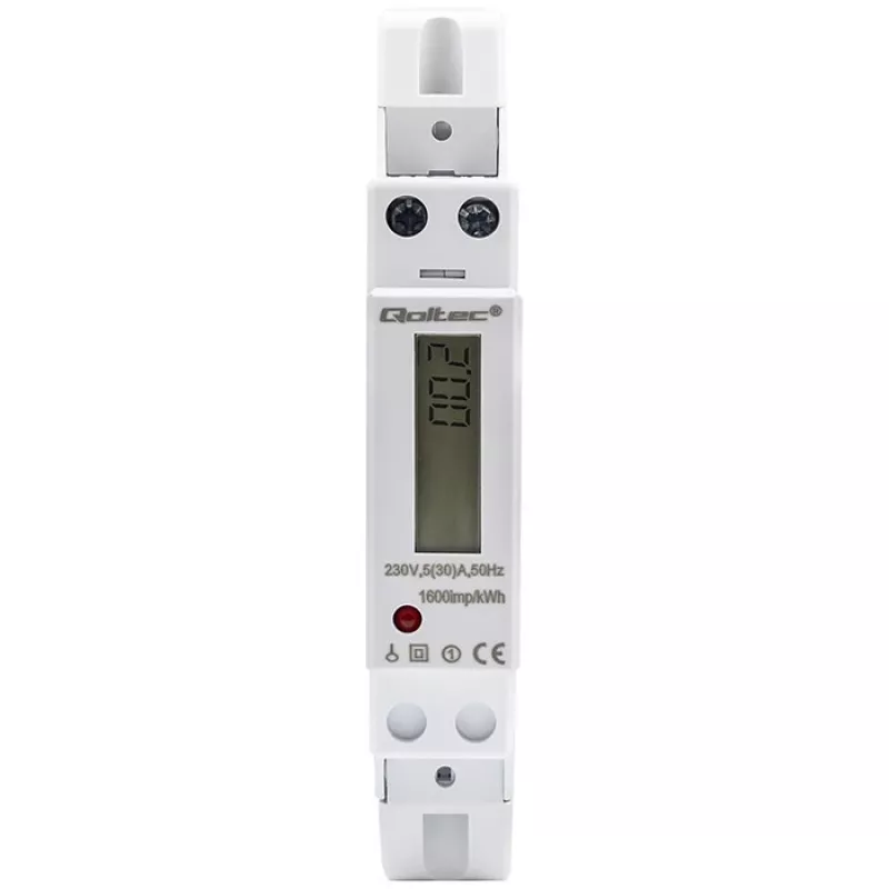 Vienfāzes elektroniskais elektrības skaitītājs QOLTEC 50993 230V 30A