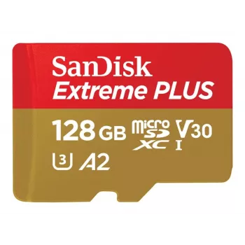 Western Digital Extreme Plus MicroSDXC 128GB + SD Adapter 200MB/s 90MB/s A2 C10 V3 (SDSQXBD-128G-GN6MA)