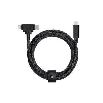Datu un uzlādes kabelis Native Union Belt Cable Duo Pro USB-C uz USB-C un Lightning Melns