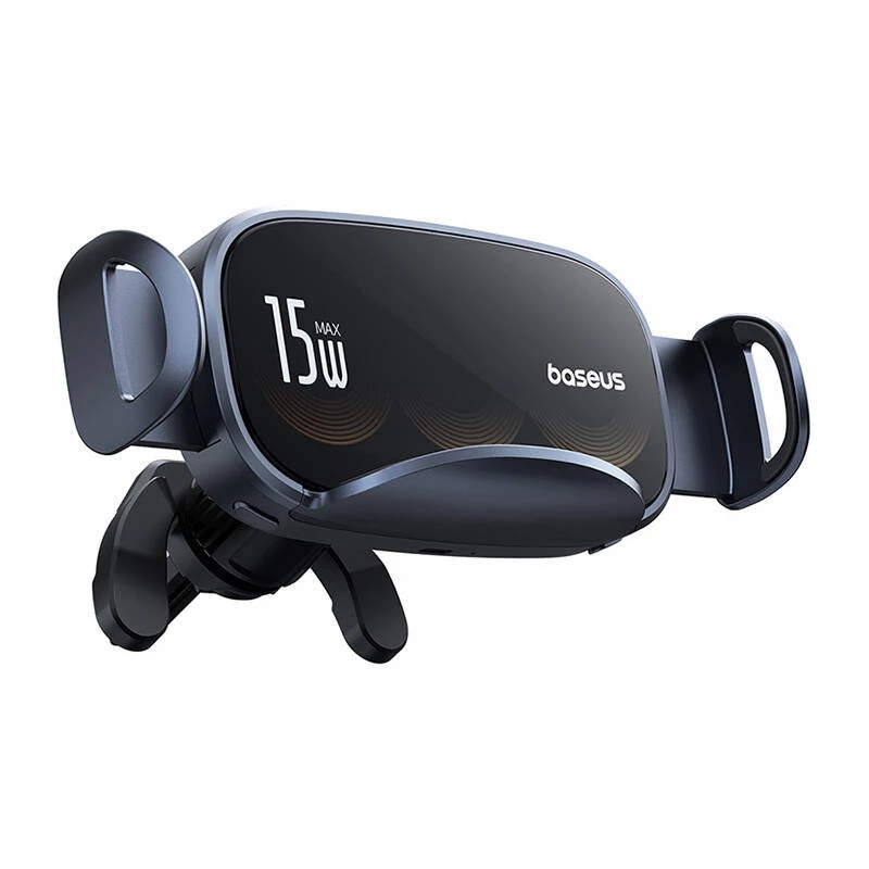 Baseus LightChaser BS-CM029 15W bezvadu lādēšanas auto telefona turētājs gaisa ventilācijas restēm, melns