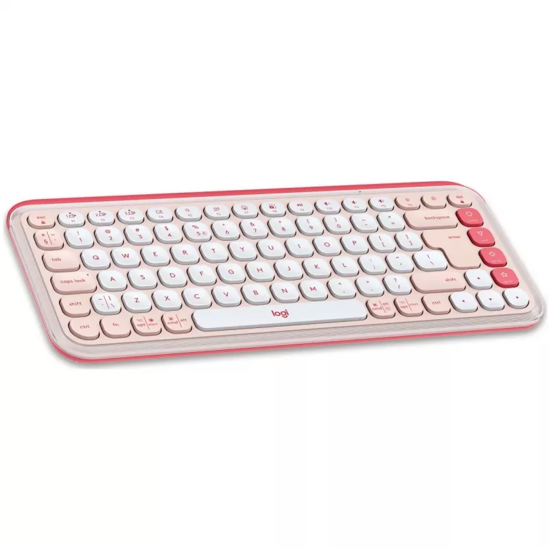 Logitech POP Icon Combo - Bezvadu tastatūras un peles komplekts - Bluetooth LE - QWERTY - US International - rozā, baltā (920-013142)