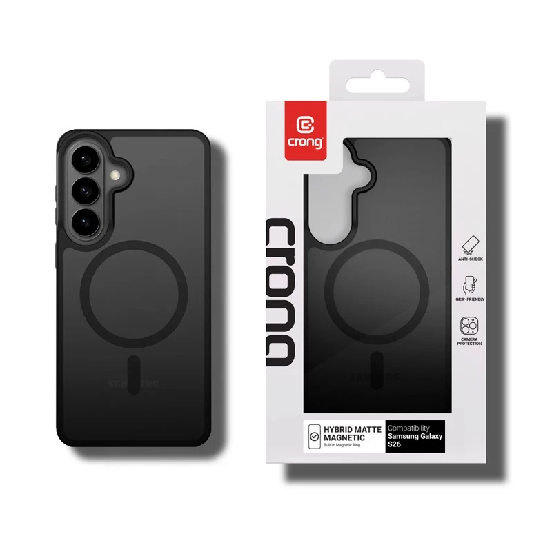 Crong Hybrid Matte Magnetic vāciņš Samsung Galaxy S26 — TPU & PC, Melns