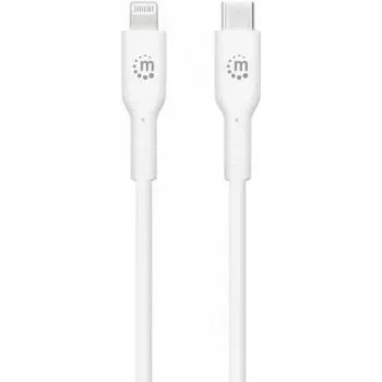 Manhattan USB-C uz Lightning kabelis, uzlāde un sinhronizācija, 1m, Balts, Apple iPhone/iPad/iPod, Vīriešu-Vīriešu, MFi sertificēts, 480 Mbps (USB 2.0), Hi-Speed USB, Mūža garantija