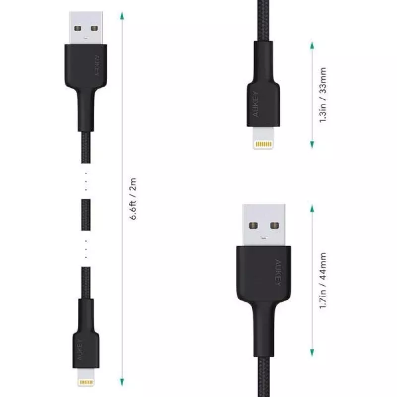 Lightning kabelis AUKEY CB-AL05 1m Melns