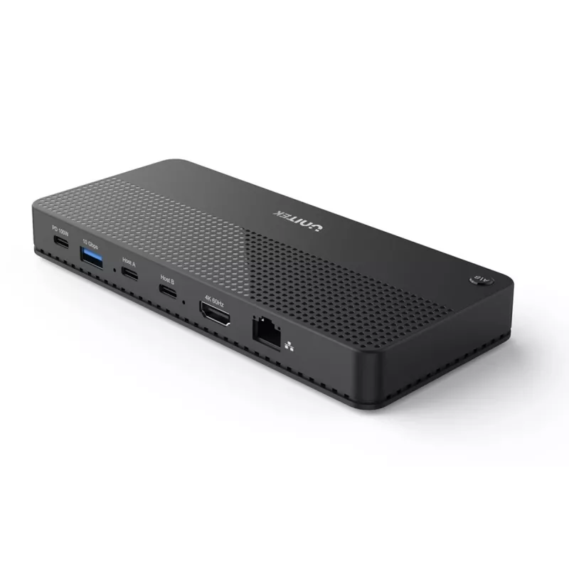Doko stacija UNITEK D1079A USB4 Melna 100W Power Delivery