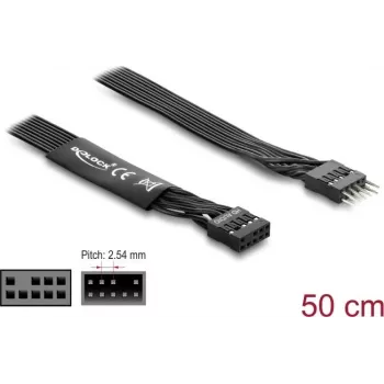 Paralēlais kabelis DELOCK 86055, 1 x 9-pin līdz 1 x 9-pin, Melns, 0.5 m