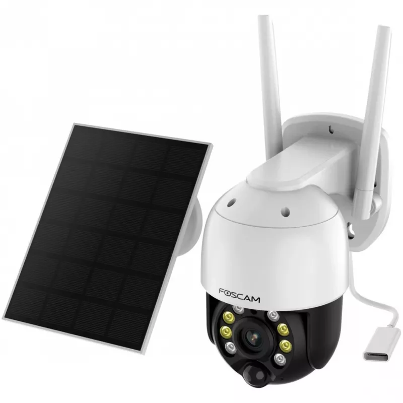 Foscam B4 Wi-Fi āra IP novērošanas kamera, kupolveida, 4 MP (2560 x 1440), ar saules bateriju, darbojas ar akumulatoru, grozāma un noliecama, 6x digitālais tālummaiņa, balta