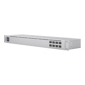 Tīkla slēdzis Managed L2 UBIQUITI USW-Aggregation — 8 SFP+ sloti, 10G atbalsts, bez ventilatora, 1U plaukts, sudrabs