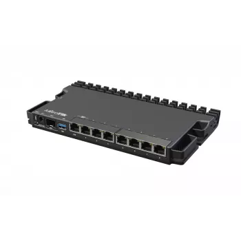 Vadu maršrutētājs MikroTik RB5009UG+S+IN — 1x RJ-45, 7x Gigabit vara, 1x SFP+, PoE, DC, 2.5GbE interfeiss, melns