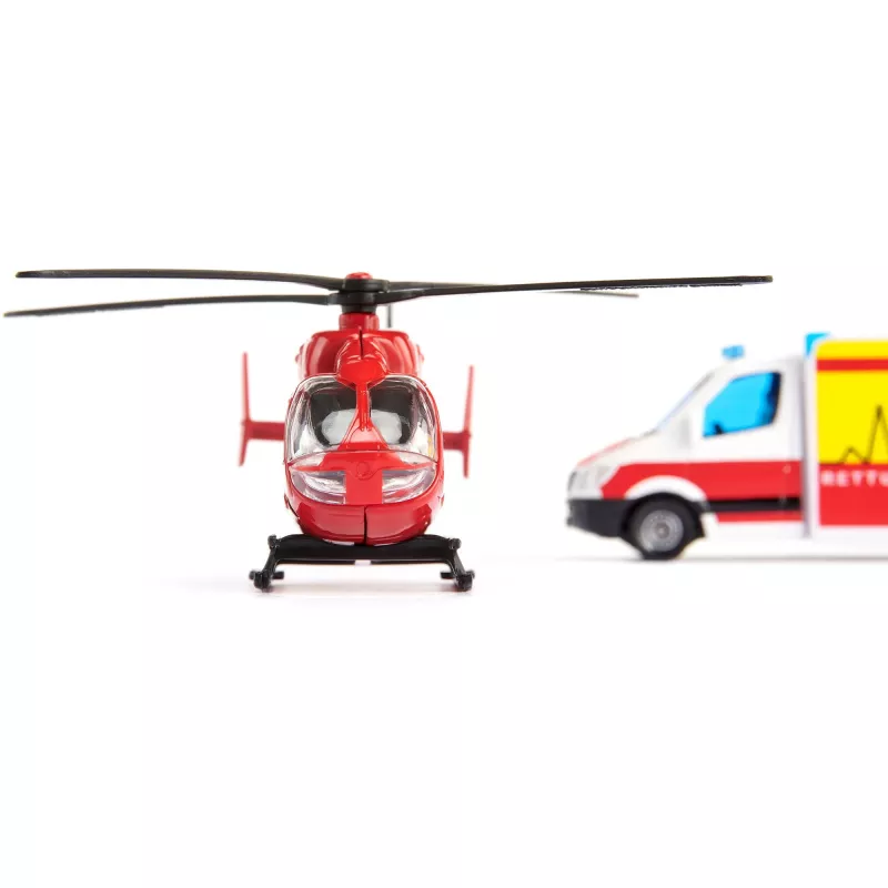 Rotaļu komplekts Usorteret Siku Mercedes-Benz glābšanas furgons un helikopters