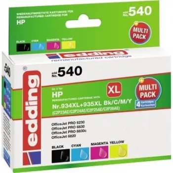 Edding EDD-540 saderīga tintes kasetne - Pigmenta tinte - Melna - Ciāna - Magenta - Dzeltena - HP - Multipack - OfficeJet PRO 6230 - 6830 - 6830c (18-540)
