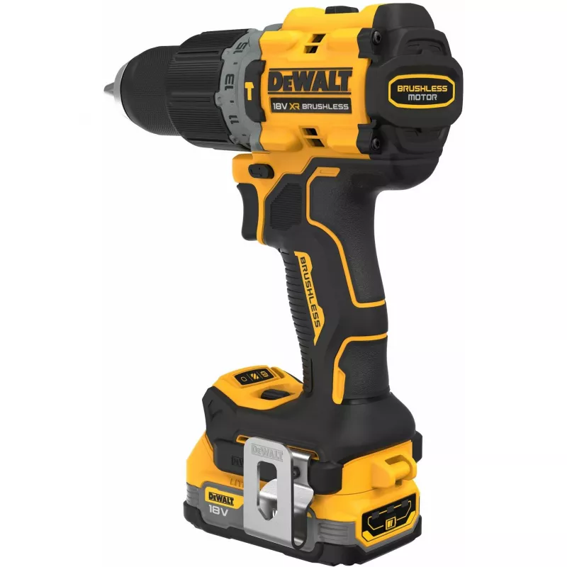 Pistol satveres urbjmašīna DeWALT DCD805E2T-QW, 18V Li-Ion 1,7Ah x2, bezsuku, 2000 RPM, 90 Nm, 13 mm patrona