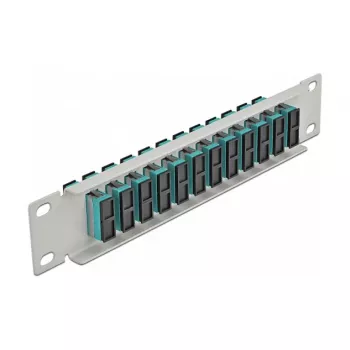 Optiskās šķiedras sadales panelis DeLOCK 10 collu 12 portu SC Duplex Aqua 1U Pelēks