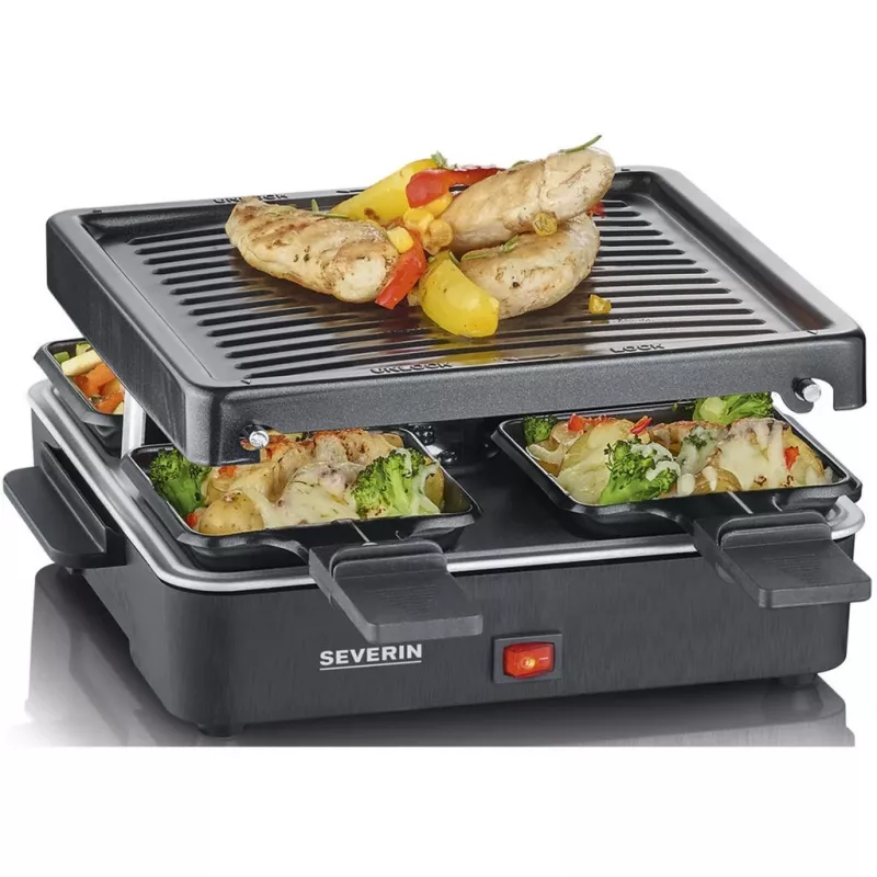 Severin Mini Raclette Grils ar 4 Nelipīgām Pannām 600 W