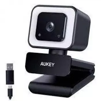 Aukey PC-LM6 Stream Series tīmekļa kamera ar apgaismojuma gredzenu, Full HD, 1/3-CMOS sensors, melna