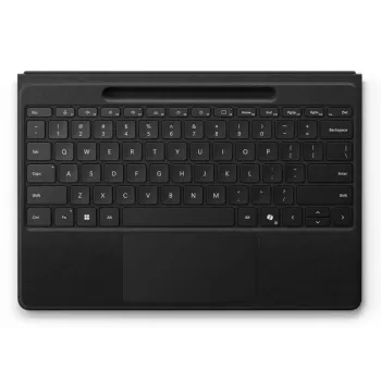 Tastatūras vāciņš Microsoft Surface Pro Flex — vācu izkārtojums, Bluetooth, iebūvēts akumulators, melns, saderīgs ar Surface Pro 11/10/9/8