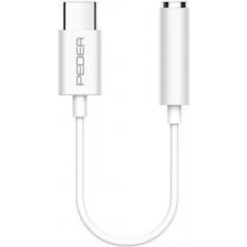 PEDEA USB-C uz 3,5mm austiņu ligzdu, balts, audio adapteris