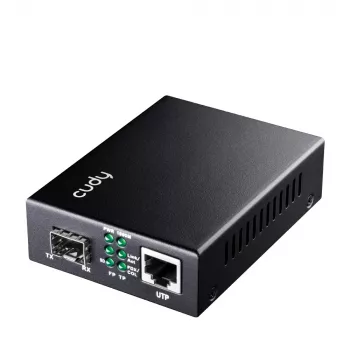 Tīkla mediju pārveidotājs Cudy MC220 — Gigabitu (1000 Mbps) vienmoda SFP 1310 nm, 1x RJ-45, 1x SFP, melns