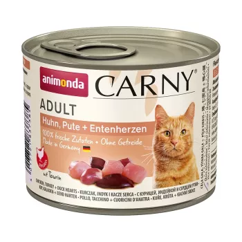 ANIMONDA Carny Adult Chicken, turkey and duck hearts - slapjā kaķu barība - 200g