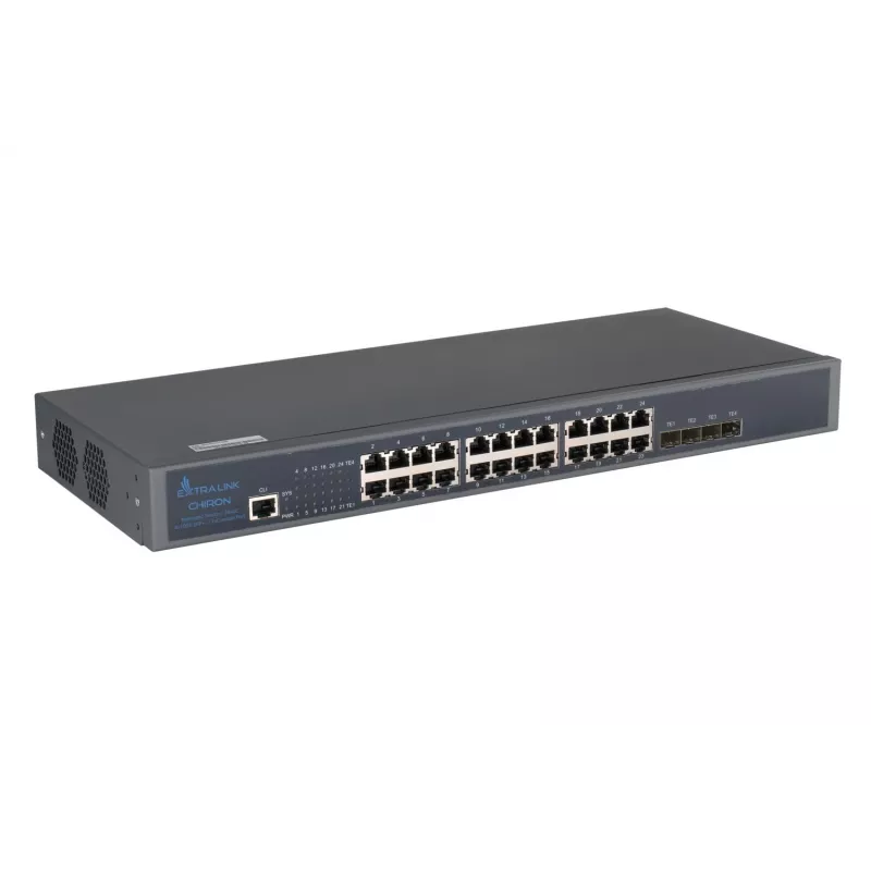 Pārvaldāms slēdzis Extralink Chiron 24x RJ45 1000Mb/s 4x SFP+ L3