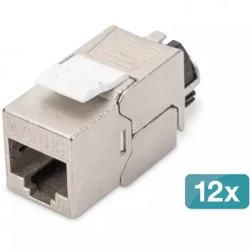 DIGITUS CAT 6A ekranēts keystone modulis ar viedo kabeļu pārvaldnieku, plakanais RJ-45, 14.5×34.5×21 mm — 12 gab.