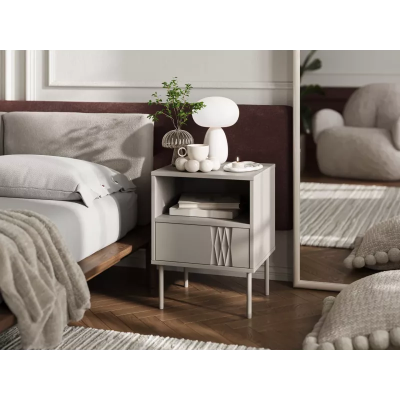 Naktsgaldiņu komplekts 2 gab. cama meble TRESSE 44×40×53 cm, cashmere matt, 1 atvilktne, 16 mm rāmis