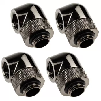 XSPC 90° Adapteris G1/4 collas AG uz G1/4 collas IG, grozāms, melns hroms, 4 gab.