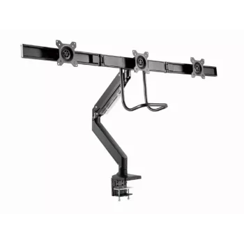 GALDA STATĪVS 3 MONITORIEM GEMBIRD MA-DA3-03, 3 ROKAS, GĀZES ATSPERE, VESA 75–100X100, LĪDZ 27 COLLĀM, 18 KG, MELNS